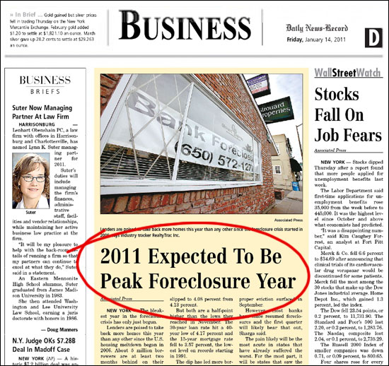 Record Foreclosures in 2011?