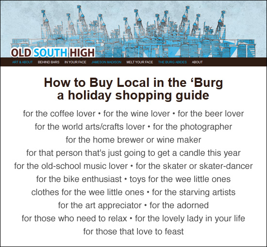 Local Holiday Shopping Guide from OldSouthHigh.com