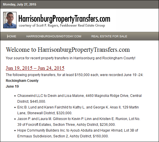 Harrisonburg Property Transfers