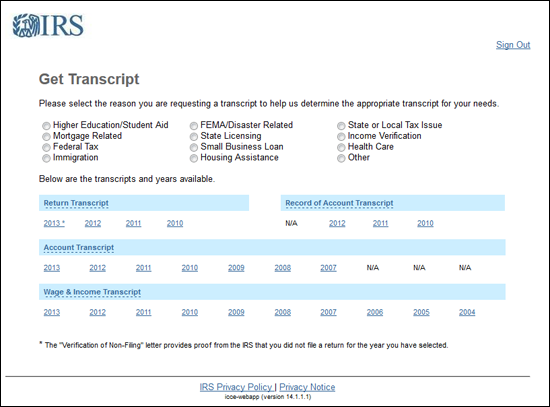 Download Your Tax Returns from the IRS