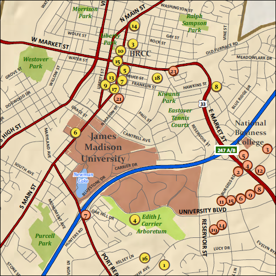 Map of Harrisonburg, VA