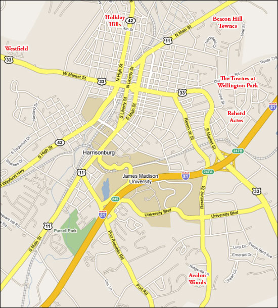 Most Popular Neighborhoods in Harrisonburg