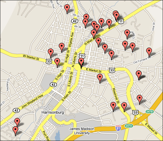 Registered Sex Offenders in Harrisonburg (June 2008, Virginia State Police)