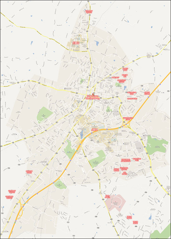 Click me for a large, printable map of townhouse communities